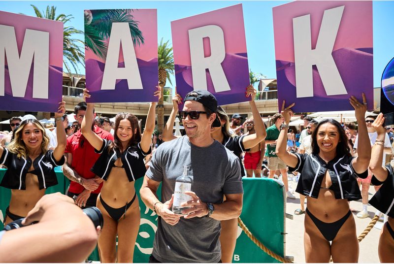 Mark Wahlberg at Ayu Dayclub with MARK letter boards