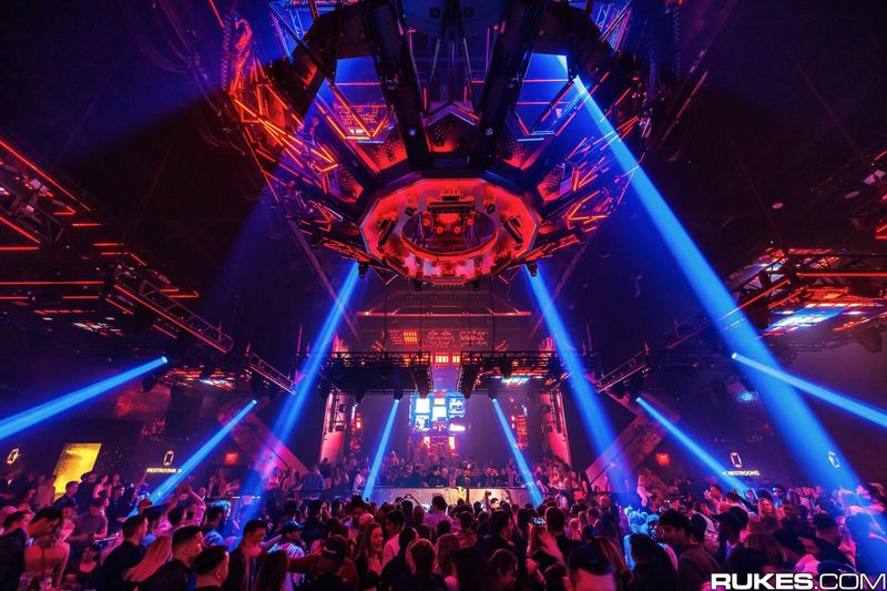 Zouk Nightclub mothership rig over a packed floor
